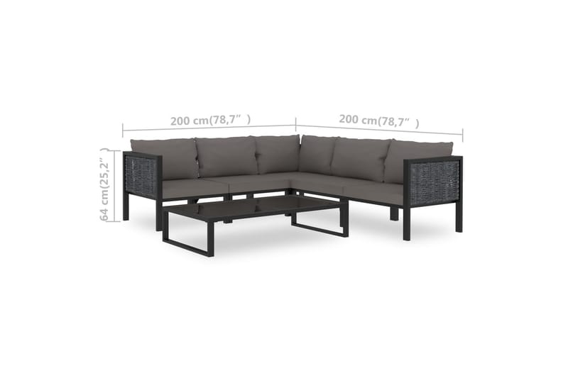 Haveloungesæt 6 Dele Med Hynde Polyrattan Antracitgrå - Havemøbler - Loungemøbler - Loungesæt