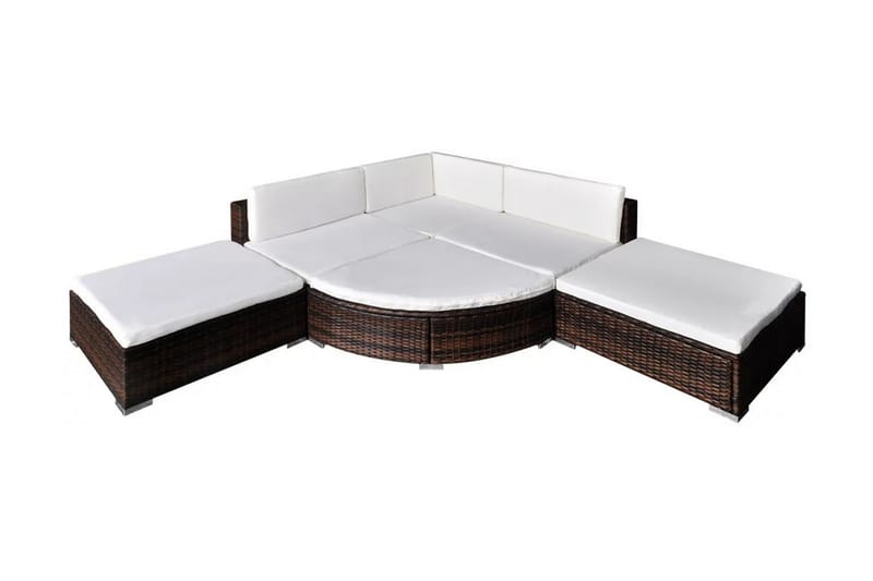 Haveloungesæt 6 Dele Med Hynder Polyrattan Brun - Brun - Havemøbler - Loungemøbler - Loungesæt