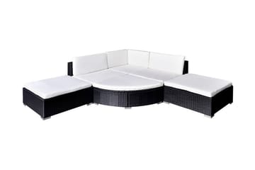 Haveloungesæt 6 Dele Med Hynder Polyrattan Sort - Sort - Havemøbler - Loungemøbler - Loungesæt