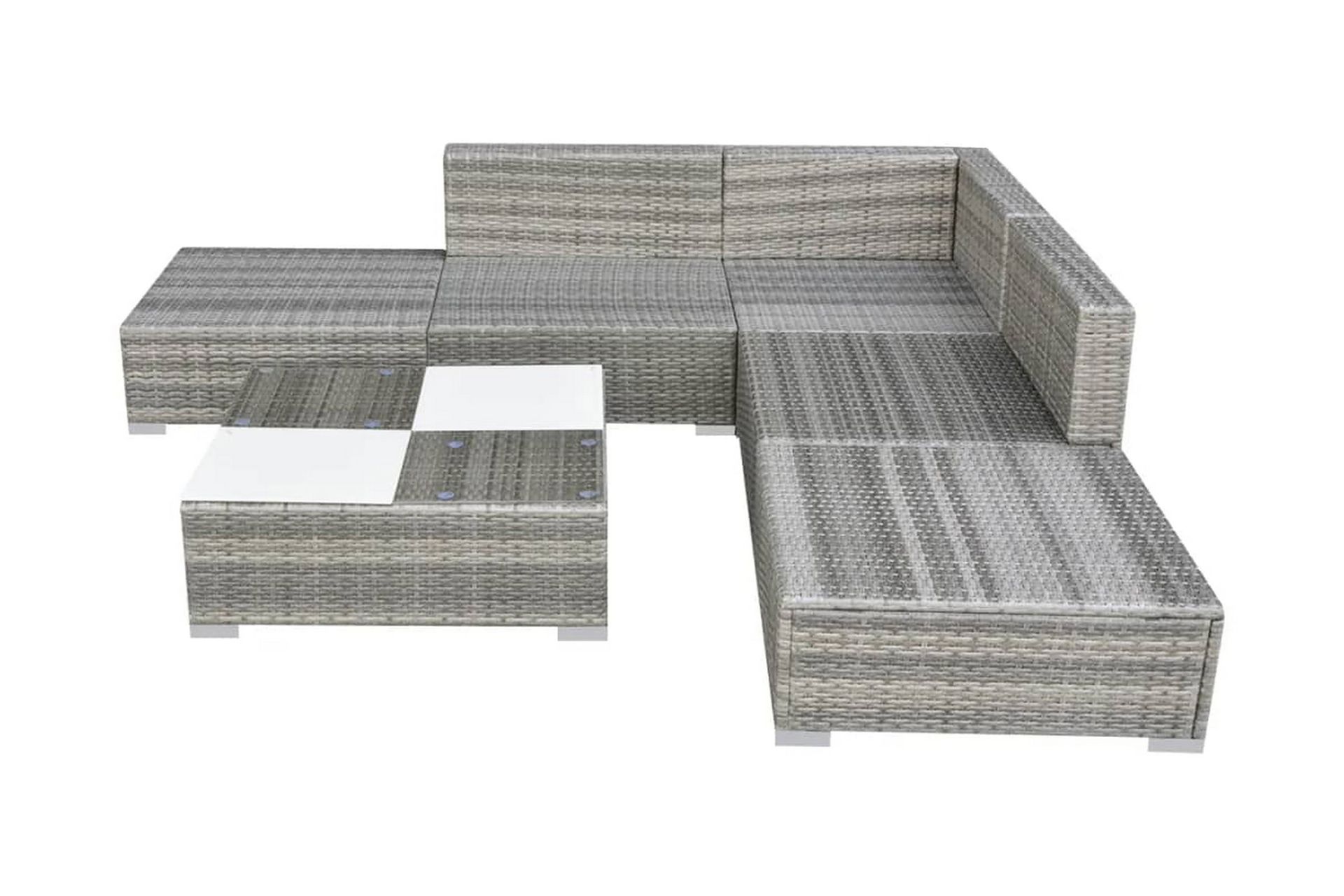 Haveloungesæt 6 Dele Med Hynder Polyrattan Grå - Grå - Havemøbler - Loungemøbler - Loungesæt