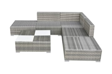 Haveloungesæt 6 Dele Med Hynder Polyrattan Grå - Grå - Havemøbler - Loungemøbler - Loungesæt