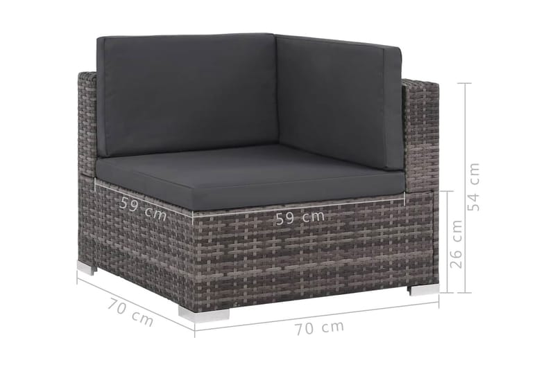 Haveloungesæt 6 Dele Med Hynder Polyrattan Grå - Grå - Havemøbler - Loungemøbler - Loungesæt