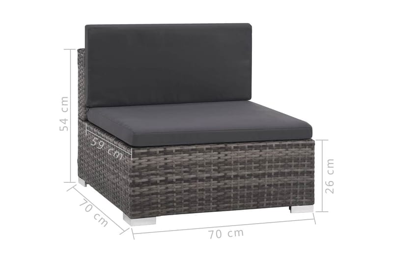 Haveloungesæt 6 Dele Med Hynder Polyrattan Grå - Grå - Havemøbler - Loungemøbler - Loungesæt