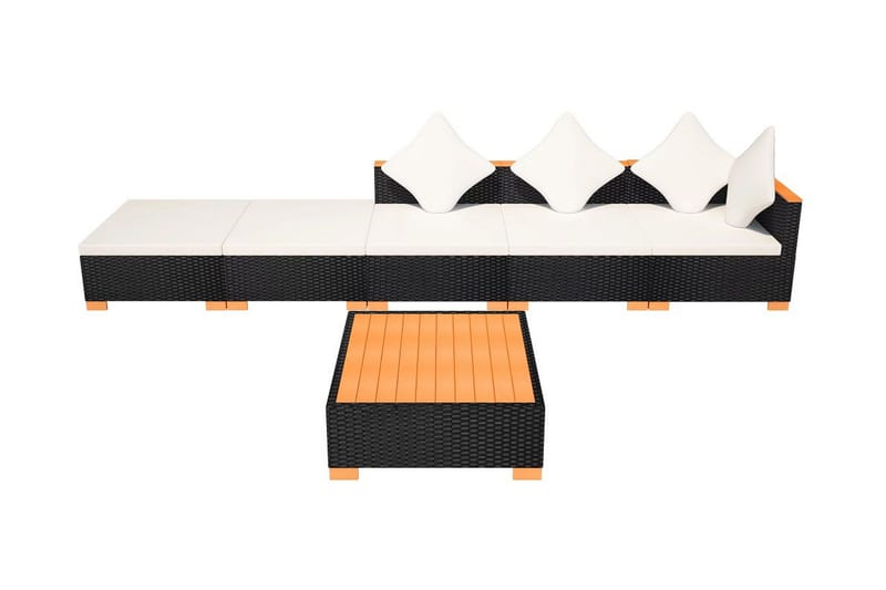 Haveloungesæt 6 Dele Med Hynder Polyrattan Sort - Sort - Havemøbler - Loungemøbler - Loungesæt