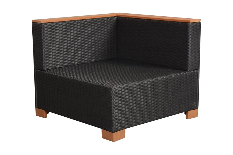 Haveloungesæt 6 Dele Med Hynder Polyrattan Sort - Sort - Havemøbler - Loungemøbler - Loungesæt