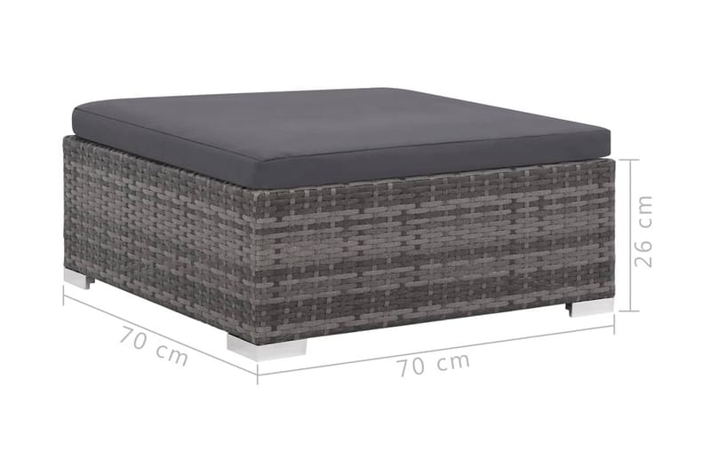 Haveloungesæt 6 Dele Med Hynder Polyrattan Grå - Grå - Havemøbler - Loungemøbler - Loungesæt