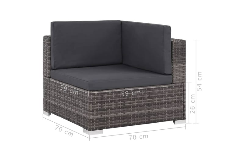 Haveloungesæt 6 Dele Med Hynder Polyrattan Grå - Grå - Havemøbler - Loungemøbler - Loungesæt
