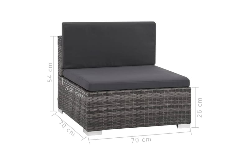 Haveloungesæt 6 Dele Med Hynder Polyrattan Grå - Grå - Havemøbler - Loungemøbler - Loungesæt