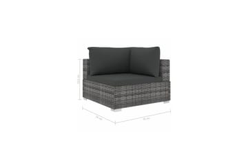 Haveloungesæt 6 dele med hynder polyrattan grå - Grå - Havemøbler - Loungemøbler - Loungesæt