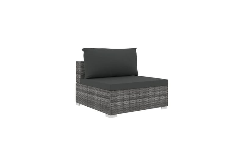 Haveloungesæt 6 dele med hynder polyrattan grå - Grå - Havemøbler - Loungemøbler - Loungesæt