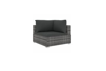 Haveloungesæt 6 dele med hynder polyrattan grå - Grå - Havemøbler - Loungemøbler - Loungesæt