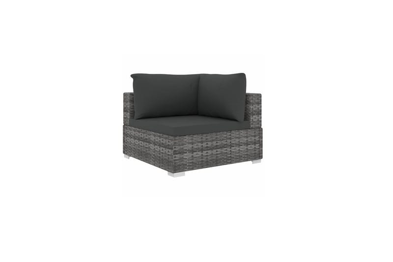 Haveloungesæt 6 dele med hynder polyrattan grå - Grå - Havemøbler - Loungemøbler - Loungesæt
