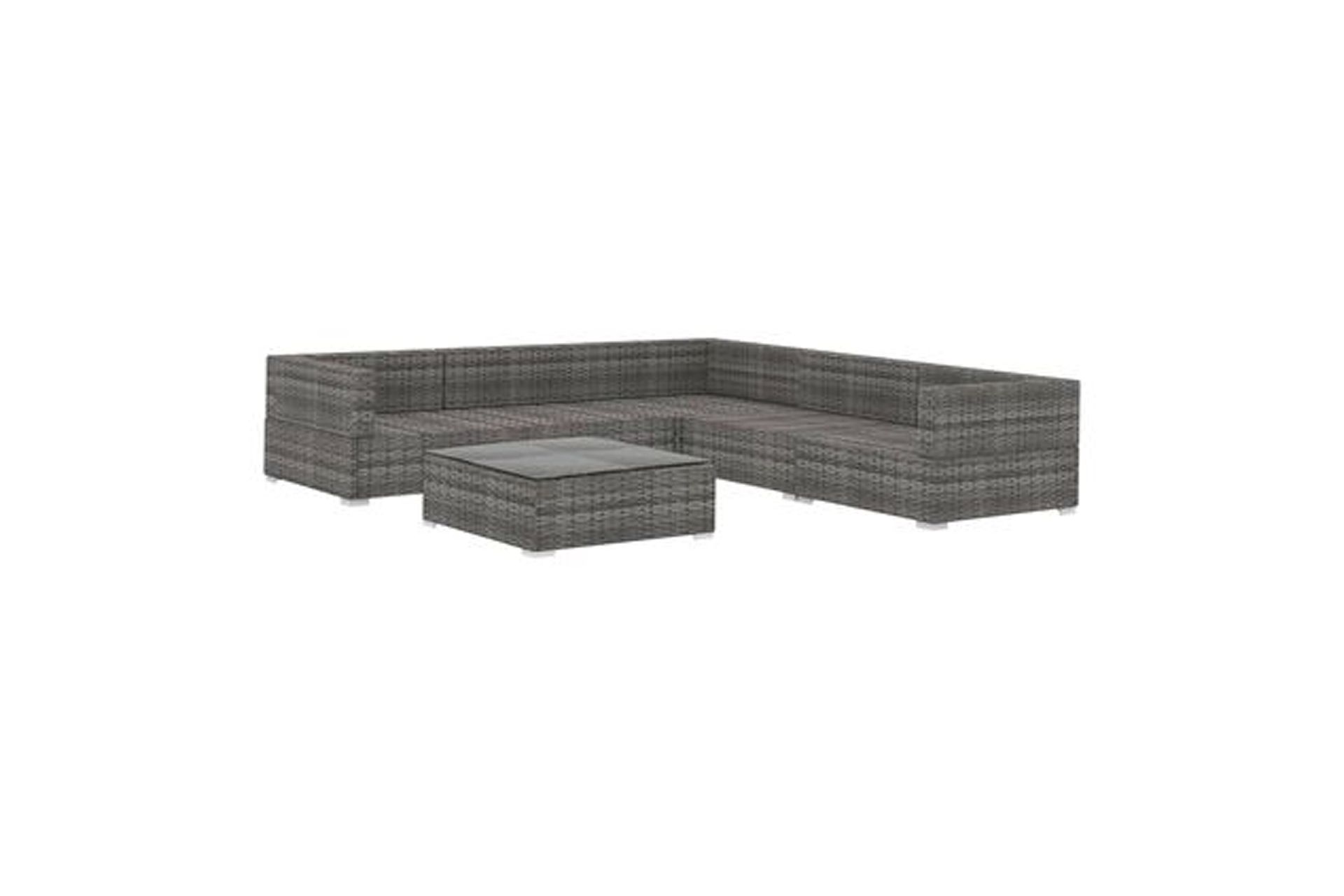 Haveloungesæt 6 dele med hynder polyrattan grå - Grå - Havemøbler - Loungemøbler - Loungesæt