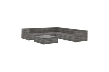 Haveloungesæt 6 dele med hynder polyrattan grå - Grå - Havemøbler - Loungemøbler - Loungesæt