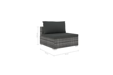 Haveloungesæt 6 dele med hynder polyrattan grå - Grå - Havemøbler - Loungemøbler - Loungesæt