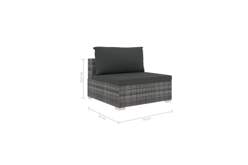 Haveloungesæt 6 dele med hynder polyrattan grå - Grå - Havemøbler - Loungemøbler - Loungesæt