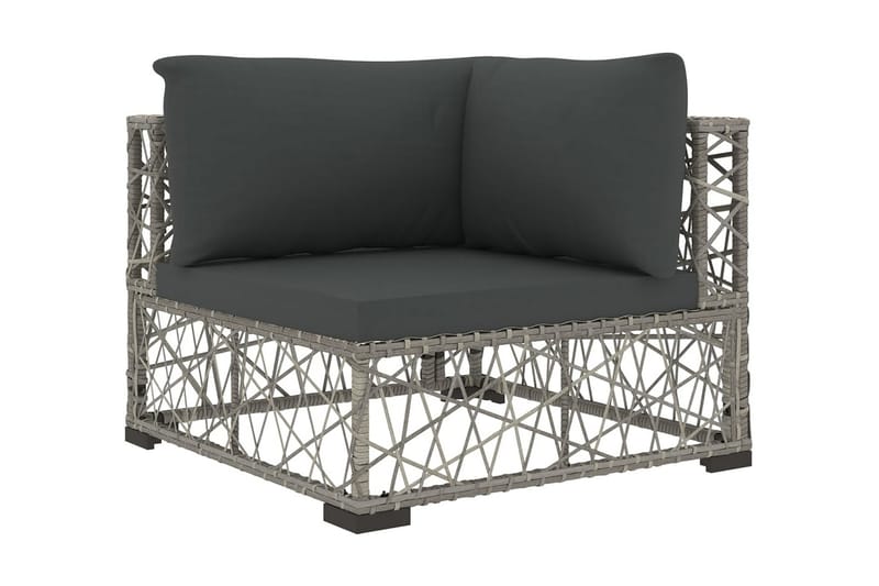Haveloungesæt 6 dele med hynder polyrattan grå - Grå - Havemøbler - Loungemøbler - Loungesæt