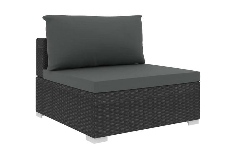 Haveloungesæt 6 dele med hynder polyrattan sort - Sort - Havemøbler - Loungemøbler - Loungesæt