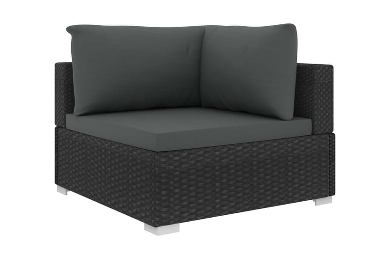 Haveloungesæt 6 dele med hynder polyrattan sort - Sort - Havemøbler - Loungemøbler - Loungesæt