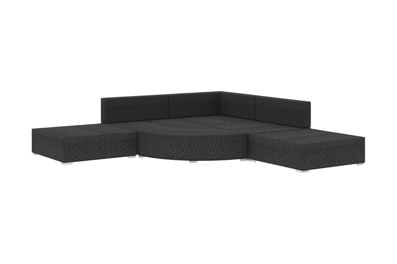 Haveloungesæt 6 dele med hynder polyrattan sort - Sort - Havemøbler - Loungemøbler - Loungesæt