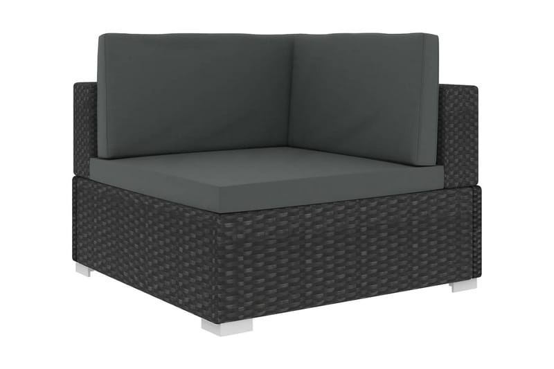 Haveloungesæt 6 dele med hynder polyrattan sort - Sort - Havemøbler - Loungemøbler - Loungesæt