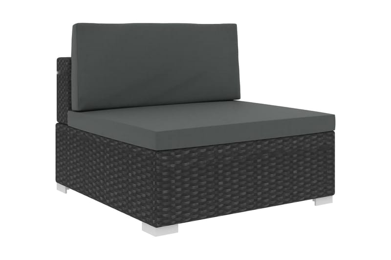 Haveloungesæt 6 dele med hynder polyrattan sort - Sort - Havemøbler - Loungemøbler - Loungesæt
