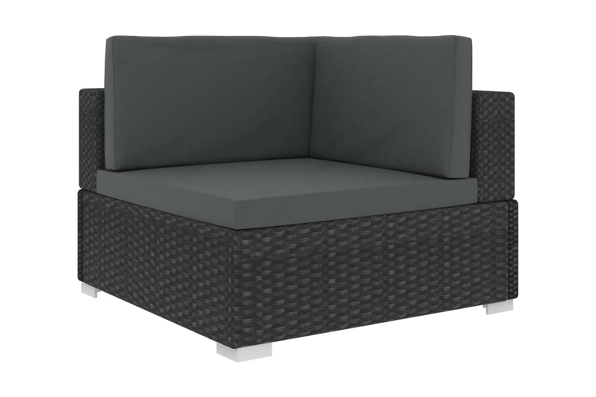 Haveloungesæt 6 dele med hynder polyrattan sort - Sort - Havemøbler - Loungemøbler - Loungesæt