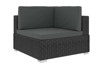 Haveloungesæt 6 dele med hynder polyrattan sort - Sort - Havemøbler - Loungemøbler - Loungesæt