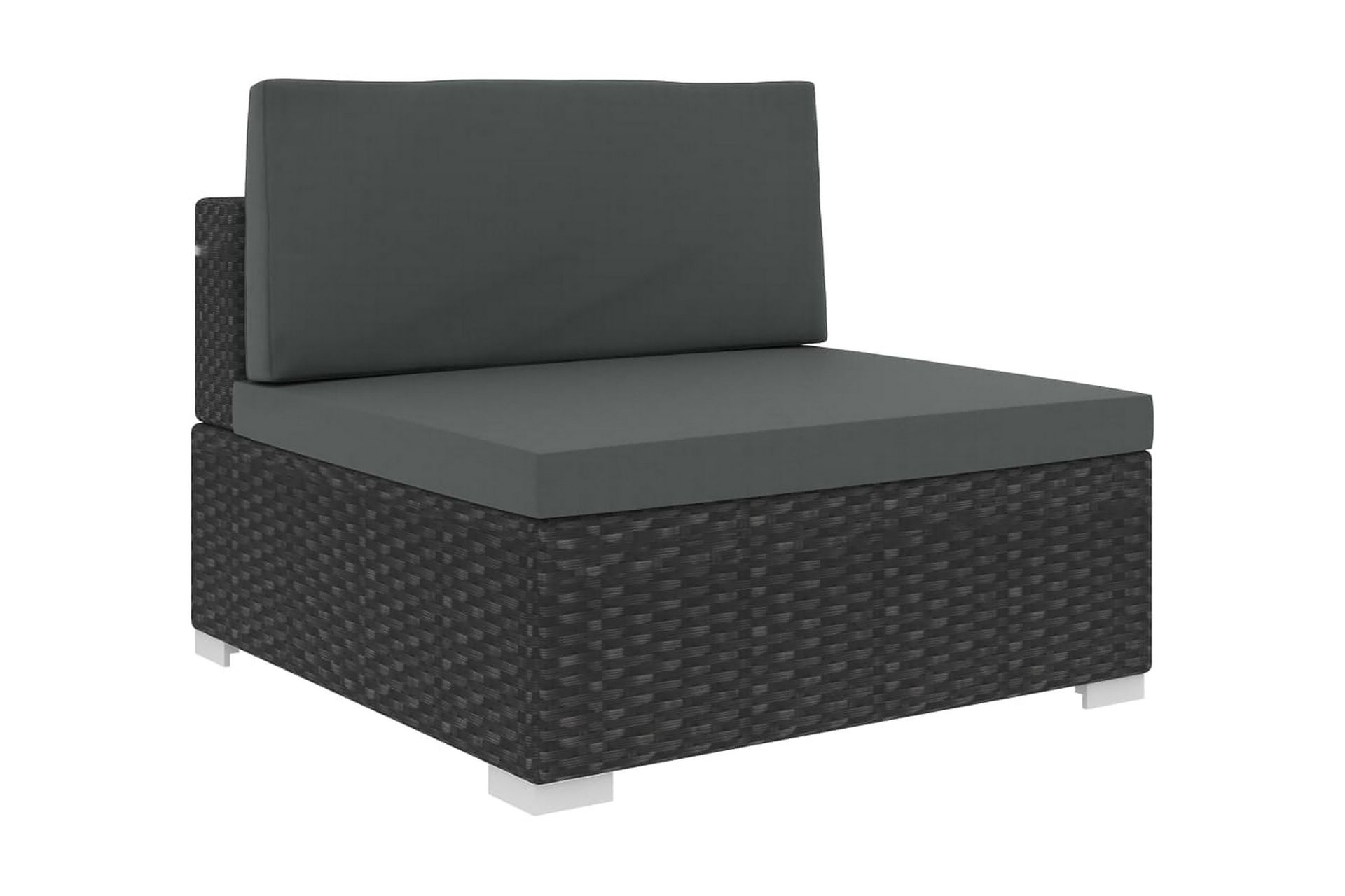 Haveloungesæt 6 dele med hynder polyrattan sort - Sort - Havemøbler - Loungemøbler - Loungesæt