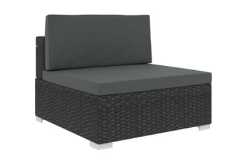 Haveloungesæt 6 dele med hynder polyrattan sort - Sort - Havemøbler - Loungemøbler - Loungesæt