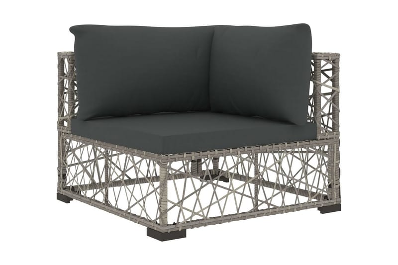 Haveloungesæt 6 Dele Med Hynder Polyrattan Grå - Havemøbler - Loungemøbler - Loungesæt