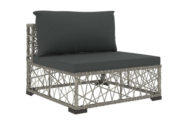 Haveloungesæt 6 Dele Med Hynder Polyrattan Grå - Havemøbler - Loungemøbler - Loungesæt