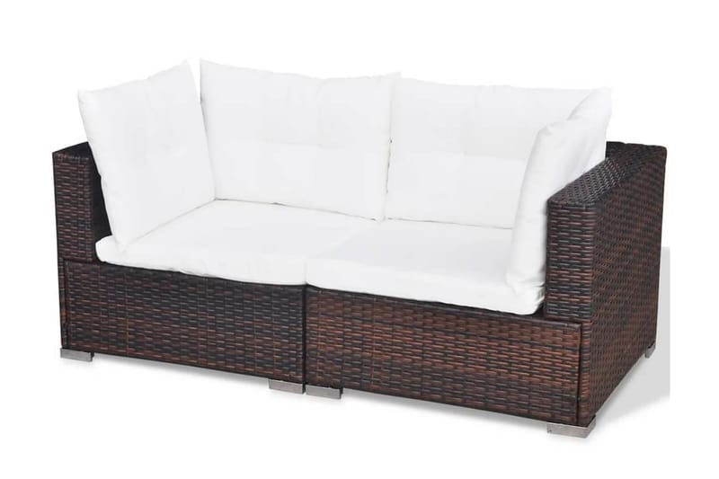 haveloungesæt 6 dele med hynder polyrattan brun - Brun - Altanmøbler - Sofagrupper udendørs - Loungesæt
