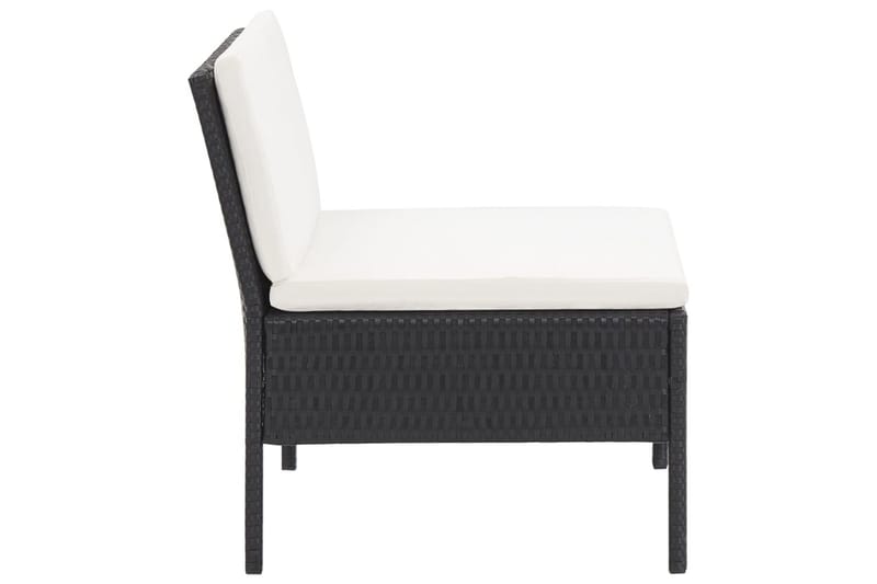 haveloungesæt 6 dele med hynder polyrattan sort - Sort - Havemøbler - Loungemøbler - Loungesæt