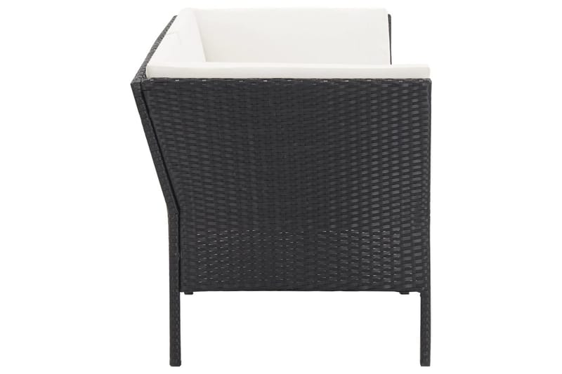 haveloungesæt 6 dele med hynder polyrattan sort - Sort - Havemøbler - Loungemøbler - Loungesæt