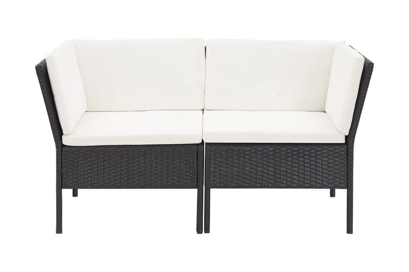 haveloungesæt 6 dele med hynder polyrattan sort - Sort - Havemøbler - Loungemøbler - Loungesæt