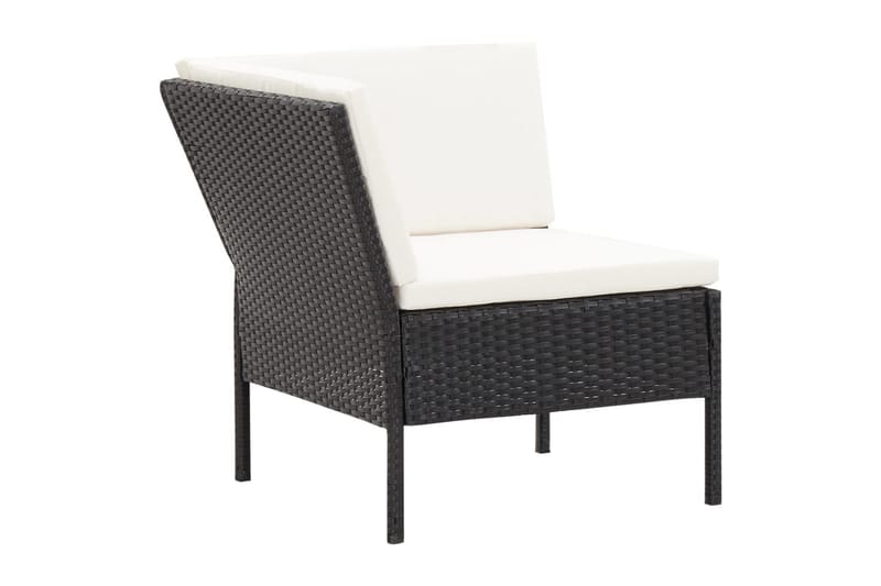 haveloungesæt 6 dele med hynder polyrattan sort - Sort - Havemøbler - Loungemøbler - Loungesæt