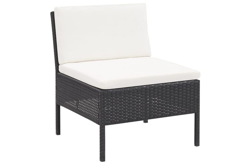 haveloungesæt 6 dele med hynder polyrattan sort - Sort - Havemøbler - Loungemøbler - Loungesæt