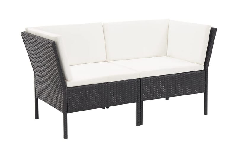 haveloungesæt 6 dele med hynder polyrattan sort - Sort - Havemøbler - Loungemøbler - Loungesæt