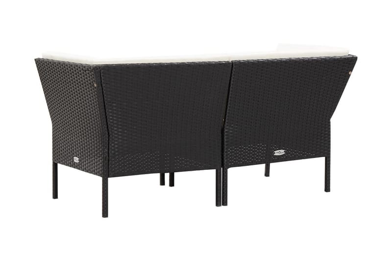 haveloungesæt 6 dele med hynder polyrattan sort - Sort - Havemøbler - Loungemøbler - Loungesæt