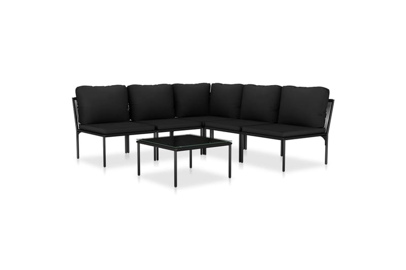 Haveloungesæt 6 Dele Med Hynder Pvc Sort - Sort - Havemøbler - Loungemøbler - Loungesæt