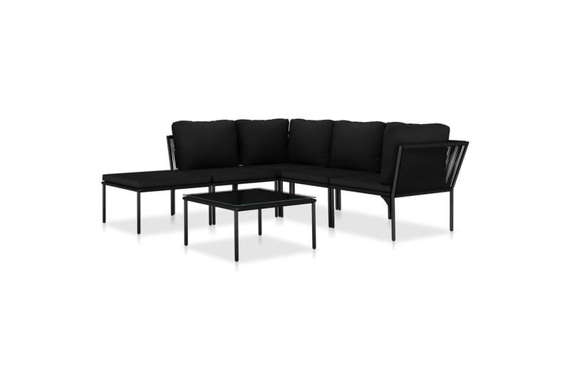 Haveloungesæt 6 Dele Med Hynder Pvc Sort - Sort - Havemøbler - Loungemøbler - Loungesæt