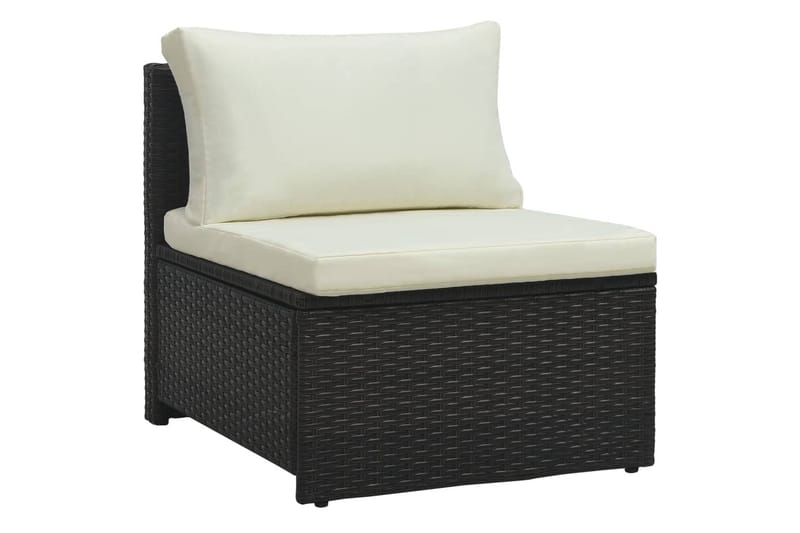 Haveloungesæt 6 Dele Med Hynder Polyrattan Sort - Sort - Havemøbler - Loungemøbler - Loungesæt