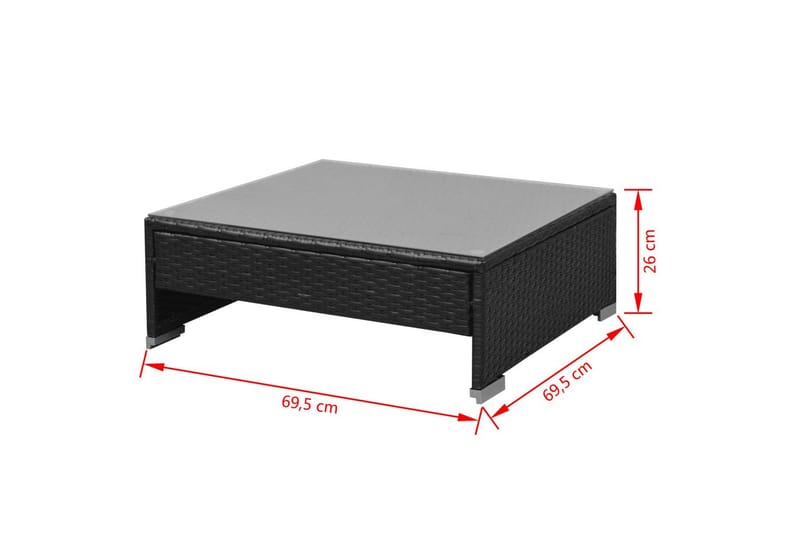 Haveloungesæt 7 Dele Med Baldakin Polyrattan Sort - Sort - Havemøbler - Loungemøbler - Loungesæt