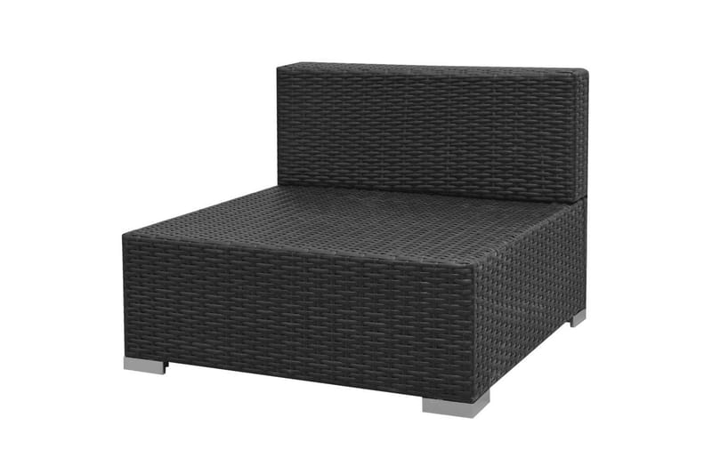 Haveloungesæt 7 Dele Med Baldakin Polyrattan Sort - Sort - Havemøbler - Loungemøbler - Loungesæt