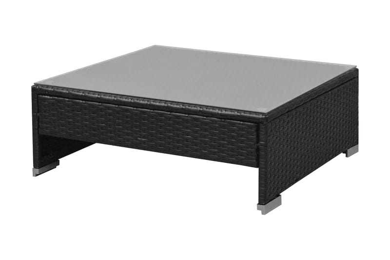 Haveloungesæt 7 Dele Med Baldakin Polyrattan Sort - Sort - Havemøbler - Loungemøbler - Loungesæt