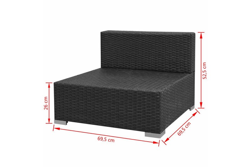 Haveloungesæt 7 Dele Med Baldakin Polyrattan Sort - Sort - Havemøbler - Loungemøbler - Loungesæt