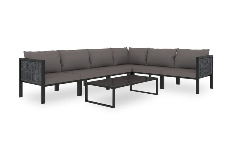 Haveloungesæt 7 Dele Med Hynde Polyrattan Antracitgrå - Havemøbler - Loungemøbler - Loungesæt