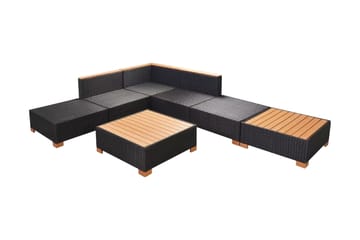 Haveloungesæt 7 Dele Med Hynder Polyrattan Sort - Sort - Havemøbler - Loungemøbler - Loungesæt