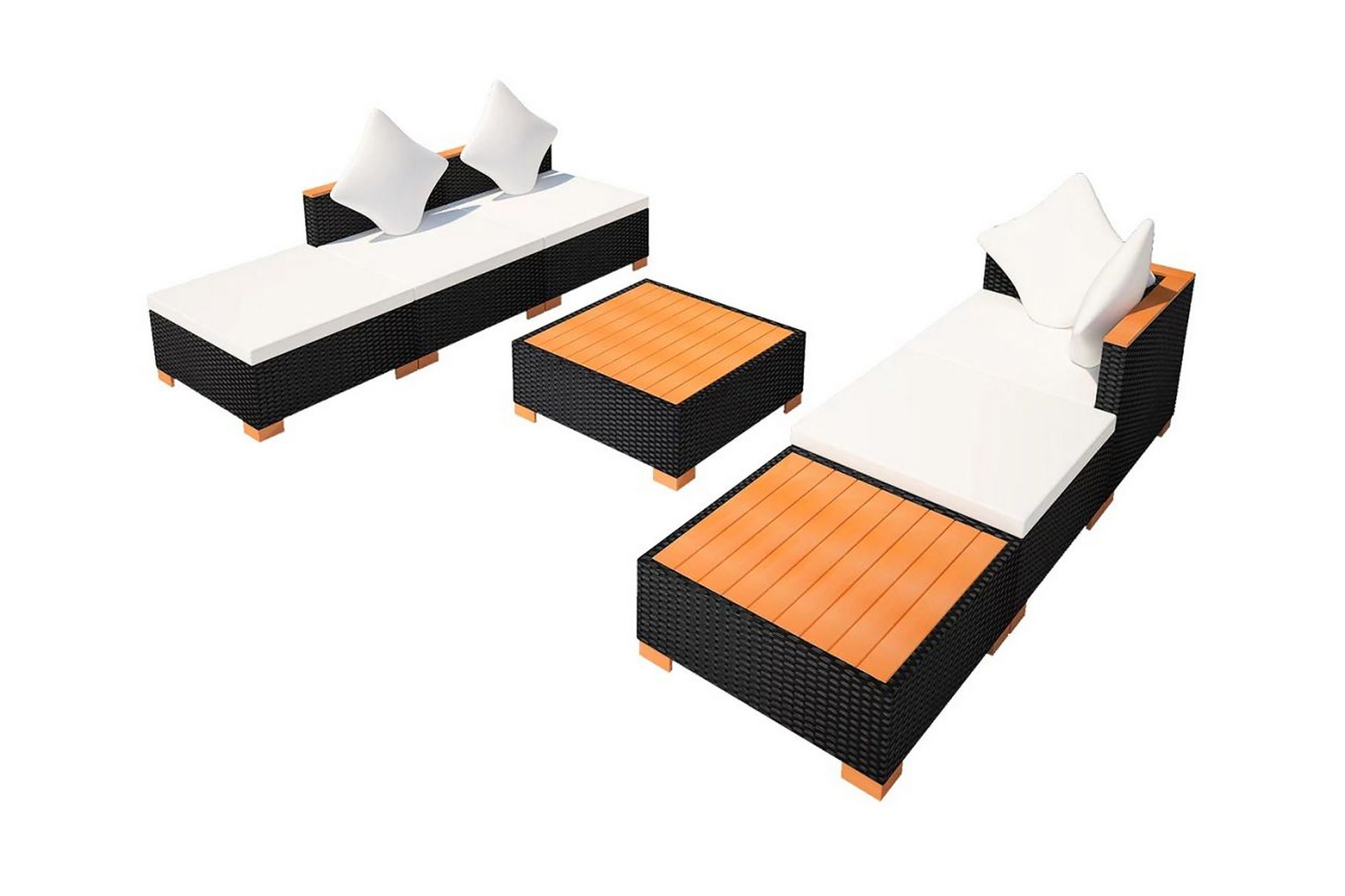 Haveloungesæt 7 Dele Med Hynder Polyrattan Sort - Sort - Havemøbler - Loungemøbler - Loungesæt